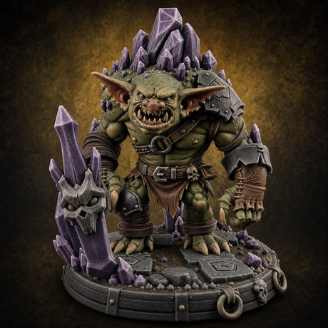 Crystal Erupting Goblin Brute — painted concept preview (miniature supplied unpainted)