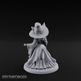 Crystal Staff Raising Tabaxi Witch Miniature for Dungeons and Dragons, Pathfinder or other TTRPGs