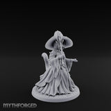 Crystal Staff Raising Tabaxi Witch Miniature for Dungeons and Dragons, Pathfinder or other TTRPGs