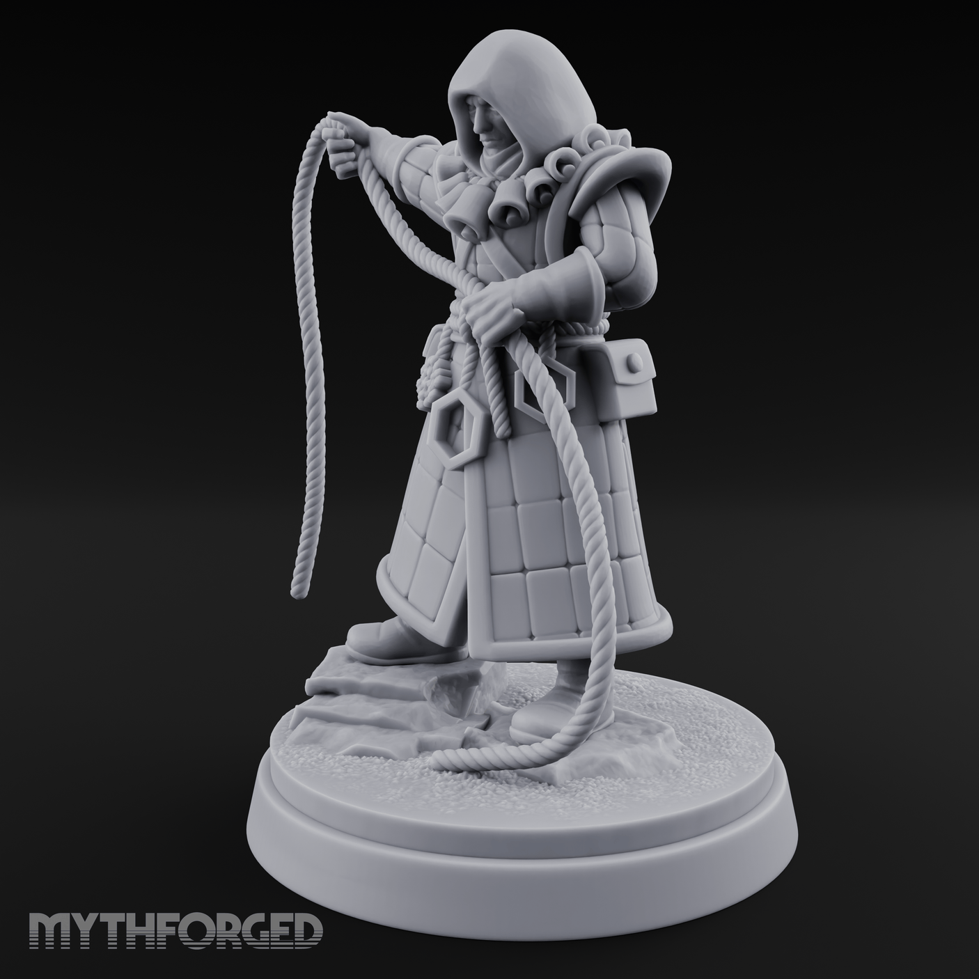 Noose Coiled Ready Human Cultist Miniature for Dungeons and Dragons, Pathfinder or other TTRPGs
