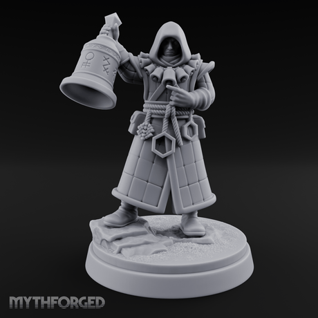 Ringing The Bell Human Cultist Miniature for Dungeons and Dragons, Pathfinder or other TTRPGs