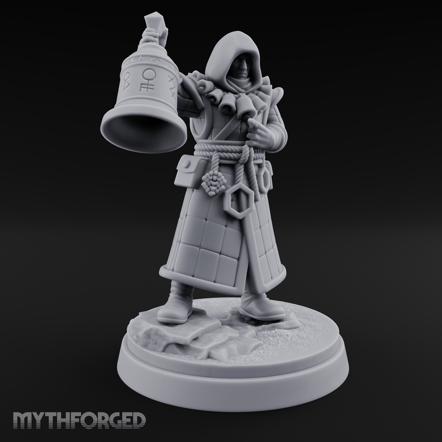 Ringing The Bell Human Cultist Miniature for Dungeons and Dragons, Pathfinder or other TTRPGs