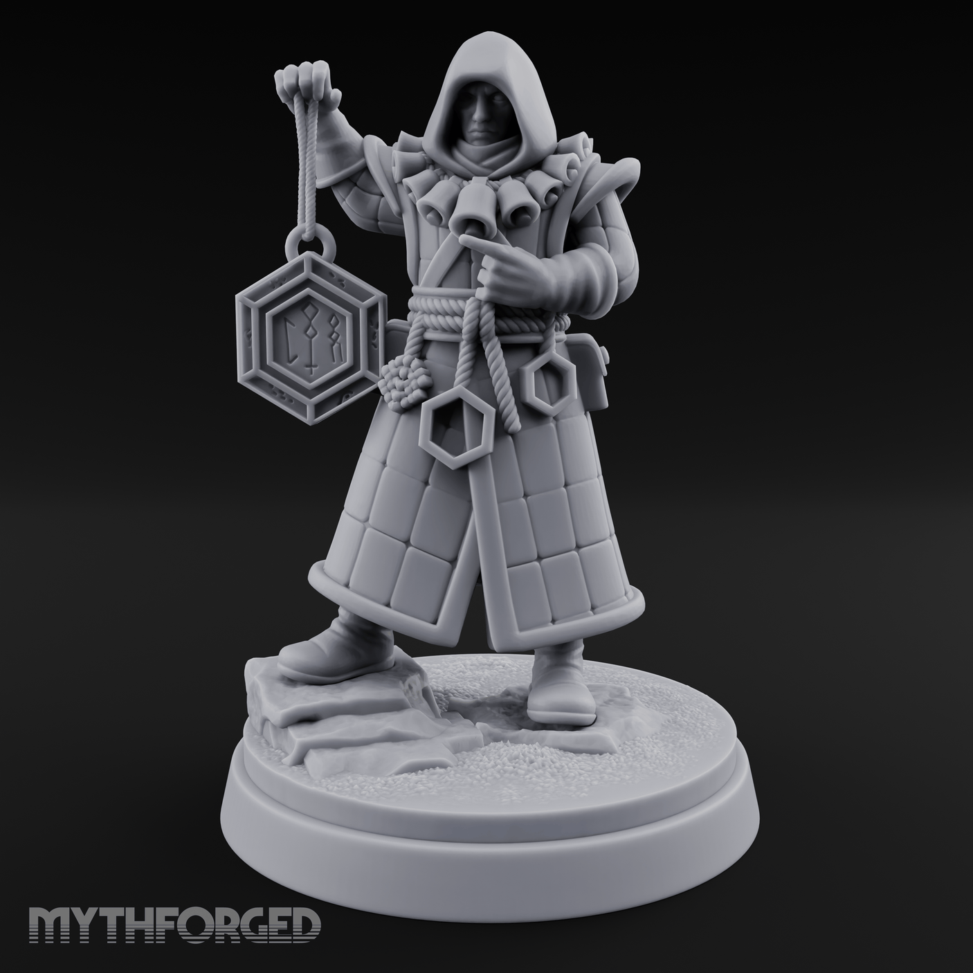Ringing The Bell Human Cultist Miniature for Dungeons and Dragons, Pathfinder or other TTRPGs