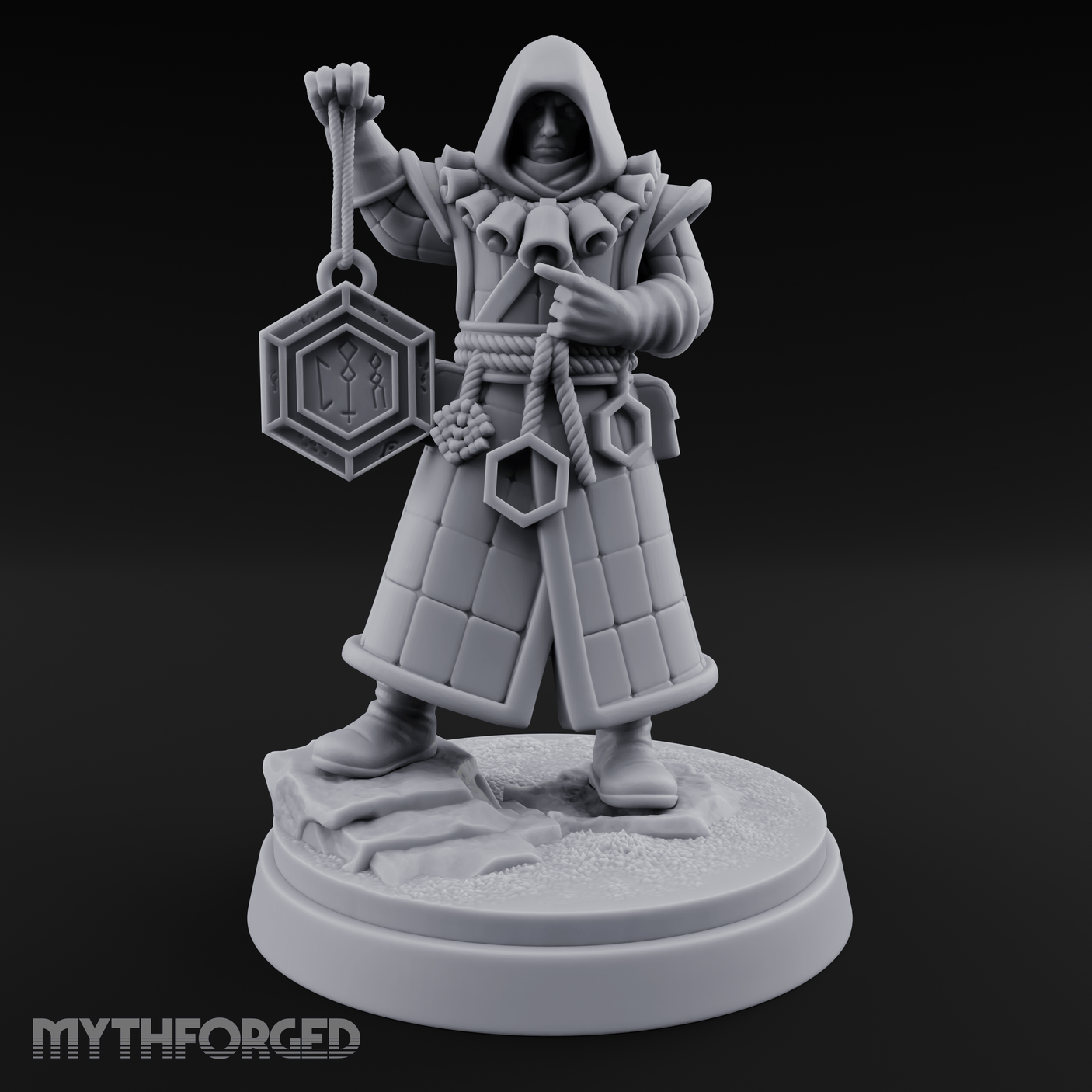 Ringing The Bell Human Cultist Miniature for Dungeons and Dragons, Pathfinder or other TTRPGs
