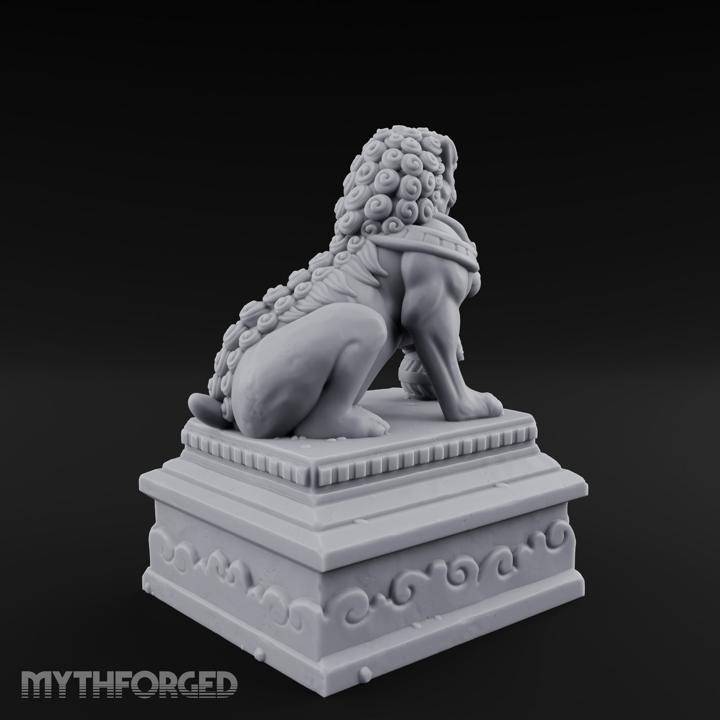 Curl-Maned Orb-Pinned Guardian Foo Lion Statue gallery 5