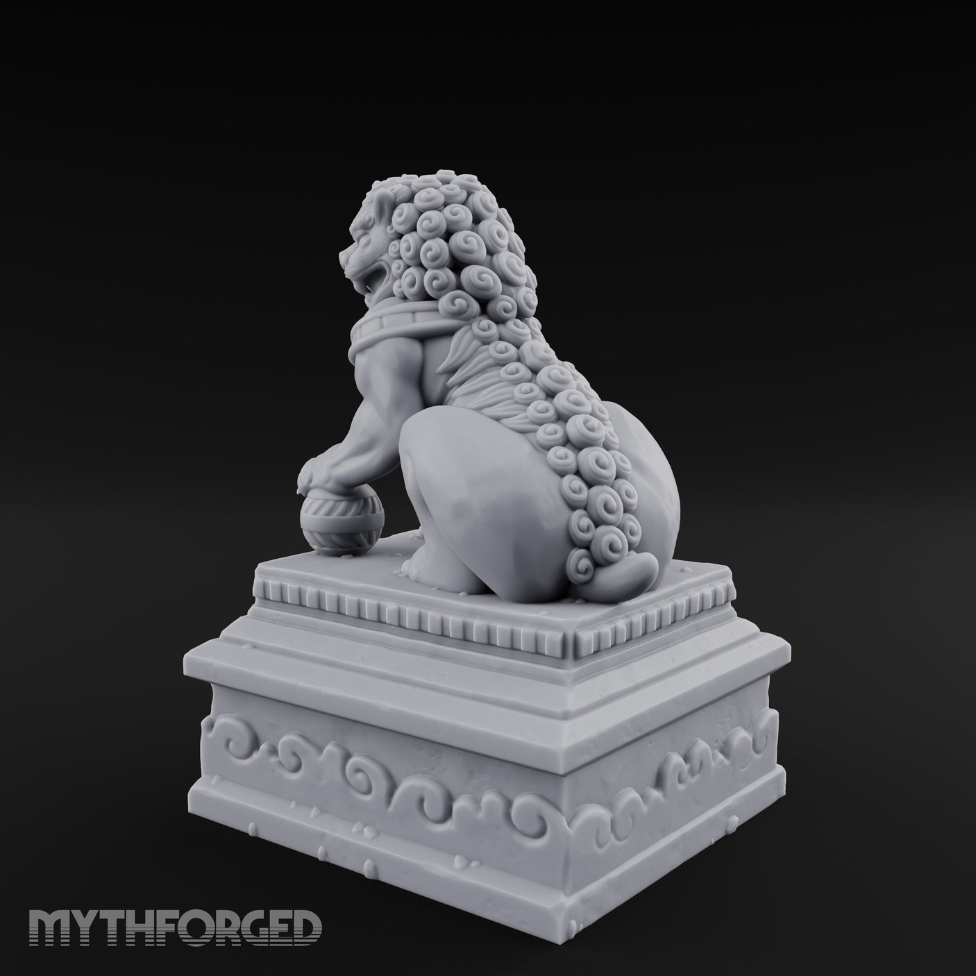 Curl-Maned Orb-Pinned Guardian Foo Lion Statue gallery 7