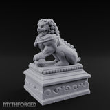 Curl-Maned Orb-Pinned Guardian Foo Lion Statue gallery 9