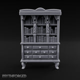 Curtain-Draped Figure-Posted Noble Library Bookcase Cabinet gallery 1