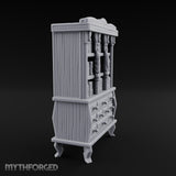 Curtain-Draped Figure-Posted Noble Library Bookcase Cabinet gallery 3