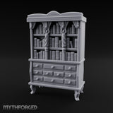 Curtain-Draped Figure-Posted Noble Library Bookcase Cabinet gallery 9