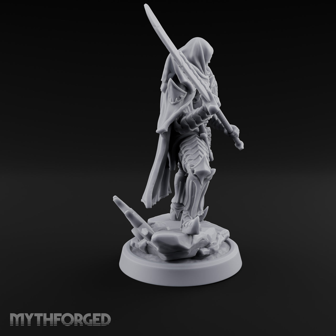 Curved Blade Sweeping Human Assassin Miniature for Dungeons and Dragons, Pathfinder or other TTRPGs