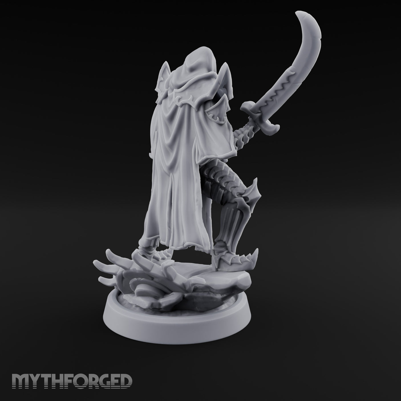 Curved Blade Sweeping Human Assassin Miniature for Dungeons and Dragons, Pathfinder or other TTRPGs