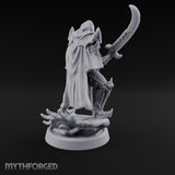 Curved Blade Sweeping Human Assassin Miniature for Dungeons and Dragons, Pathfinder or other TTRPGs
