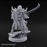 Curved Blade Sweeping Human Assassin Miniature for Dungeons and Dragons, Pathfinder or other TTRPGs