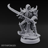 Curved Blade Sweeping Human Assassin Miniature for Dungeons and Dragons, Pathfinder or other TTRPGs