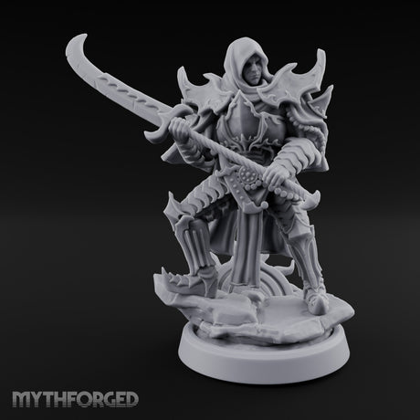 Curved Blade Sweeping Human Assassin Miniature for Dungeons and Dragons, Pathfinder or other TTRPGs
