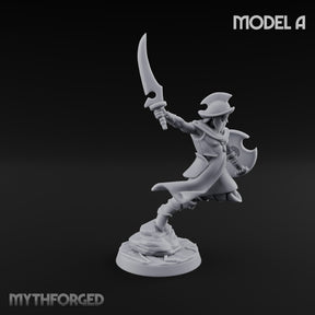 Cutlass And Shield Leaping Human Swashbuckler Model A Miniature for Dungeons and Dragons, Pathfinder or other TTRPGs