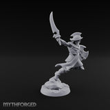 Cutlass And Shield Leaping Human Swashbuckler Model A Miniature for Dungeons and Dragons, Pathfinder or other TTRPGs