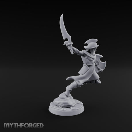 Cutlass And Shield Leaping Human Swashbuckler Model A Miniature for Dungeons and Dragons, Pathfinder or other TTRPGs