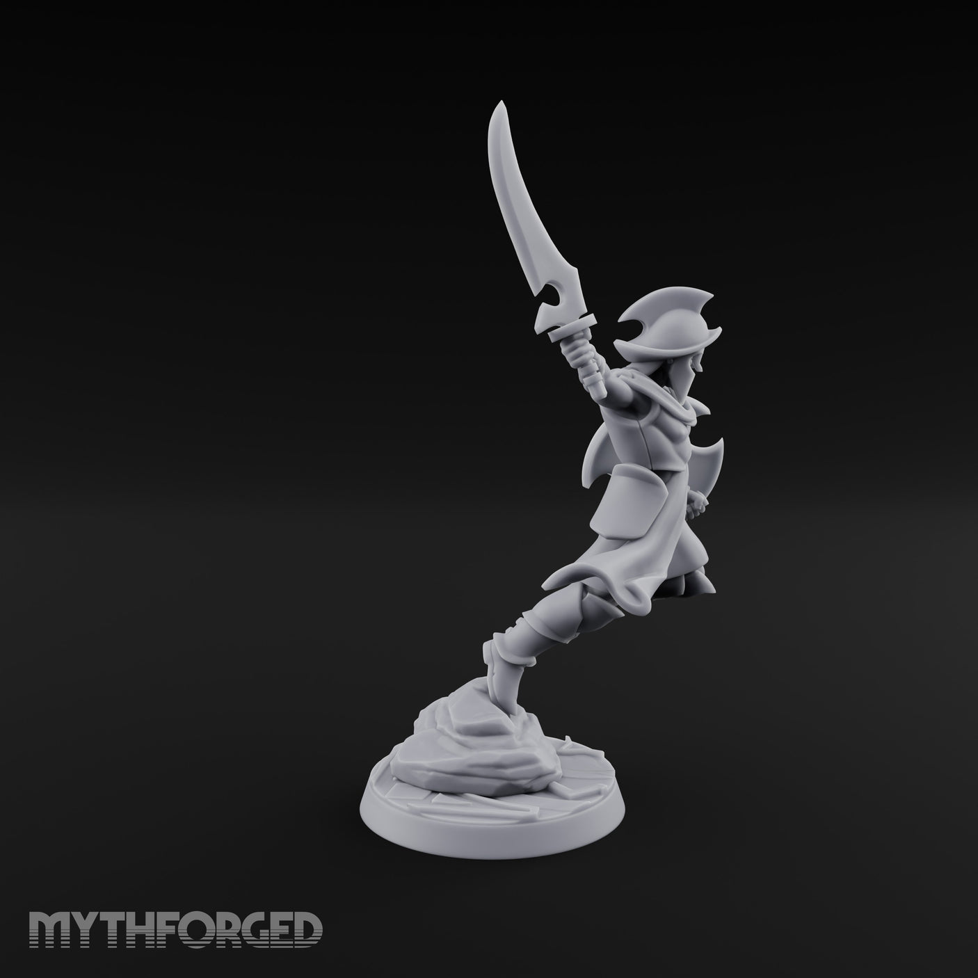 Cutlass And Shield Leaping Human Swashbuckler Model A Miniature for Dungeons and Dragons, Pathfinder or other TTRPGs