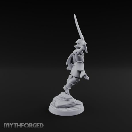 Cutlass And Shield Leaping Human Swashbuckler Model A Miniature for Dungeons and Dragons, Pathfinder or other TTRPGs