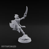 Cutlass And Shield Leaping Human Swashbuckler Model A Miniature for Dungeons and Dragons, Pathfinder or other TTRPGs