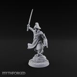 Cutlass And Shield Leaping Human Swashbuckler Model A Miniature for Dungeons and Dragons, Pathfinder or other TTRPGs