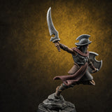 Cutlass And Shield Leaping Human Swashbuckler Model A Miniature for Dungeons and Dragons, Pathfinder or other TTRPGs