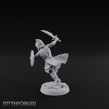 Cutlass And Shield Leaping Human Swashbuckler Model B Miniature for Dungeons and Dragons, Pathfinder or other TTRPGs