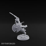 Cutlass And Shield Leaping Human Swashbuckler Model B Miniature for Dungeons and Dragons, Pathfinder or other TTRPGs