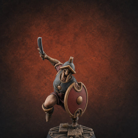 Cutlass And Shield Leaping Human Swashbuckler Model B Miniature for Dungeons and Dragons, Pathfinder or other TTRPGs