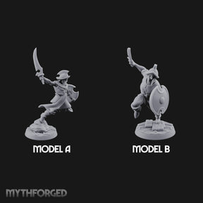 Cutlass And Shield Leaping Human Swashbucklers Miniature for Dungeons and Dragons, Pathfinder or other TTRPGs