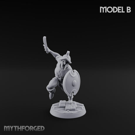 Cutlass And Shield Leaping Human Swashbucklers Miniature for Dungeons and Dragons, Pathfinder or other TTRPGs