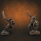 Cutlass And Shield Leaping Human Swashbucklers Miniature for Dungeons and Dragons, Pathfinder or other TTRPGs