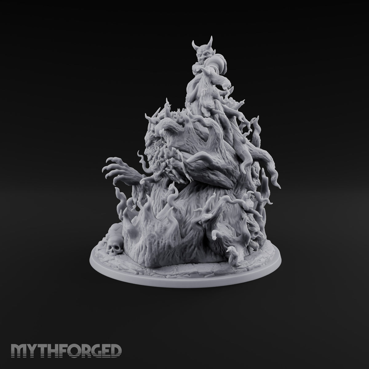 Barking Mad and Burning Treant Flame-Wreathed Demon-Faced Tree