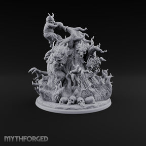 Barking Mad and Burning Treant Flame-Wreathed Demon-Faced Tree