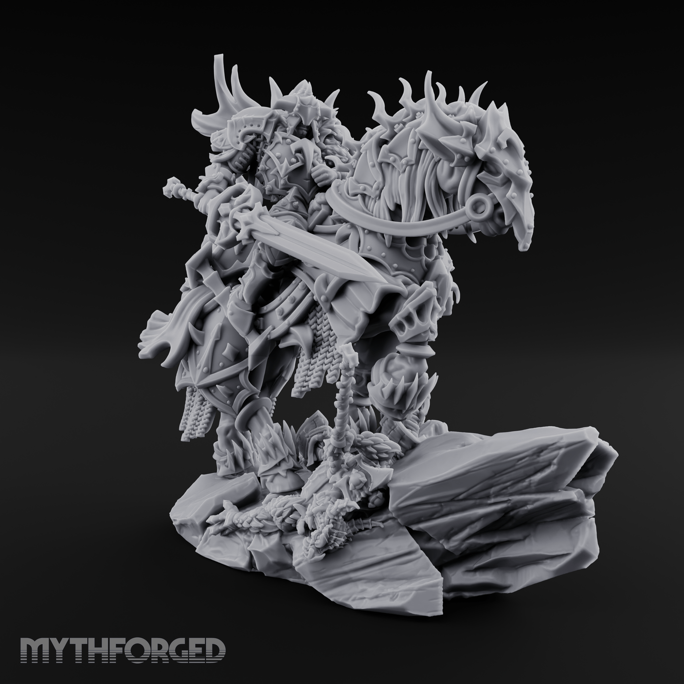 Mounted Wreathed Commanding Demon Warlord Miniature for Dungeons and Dragons, Pathfinder or other TTRPGs