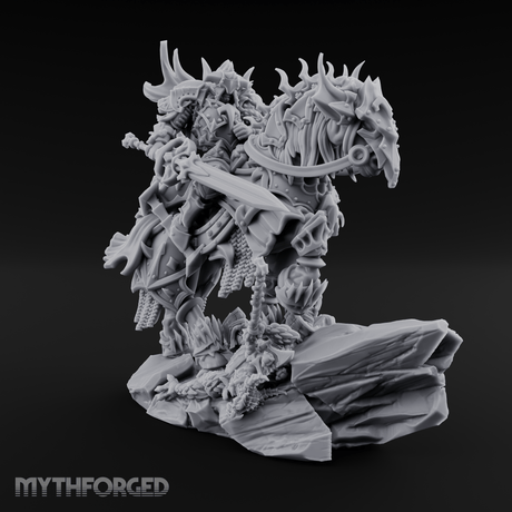 Mounted Wreathed Commanding Demon Warlord Miniature for Dungeons and Dragons, Pathfinder or other TTRPGs