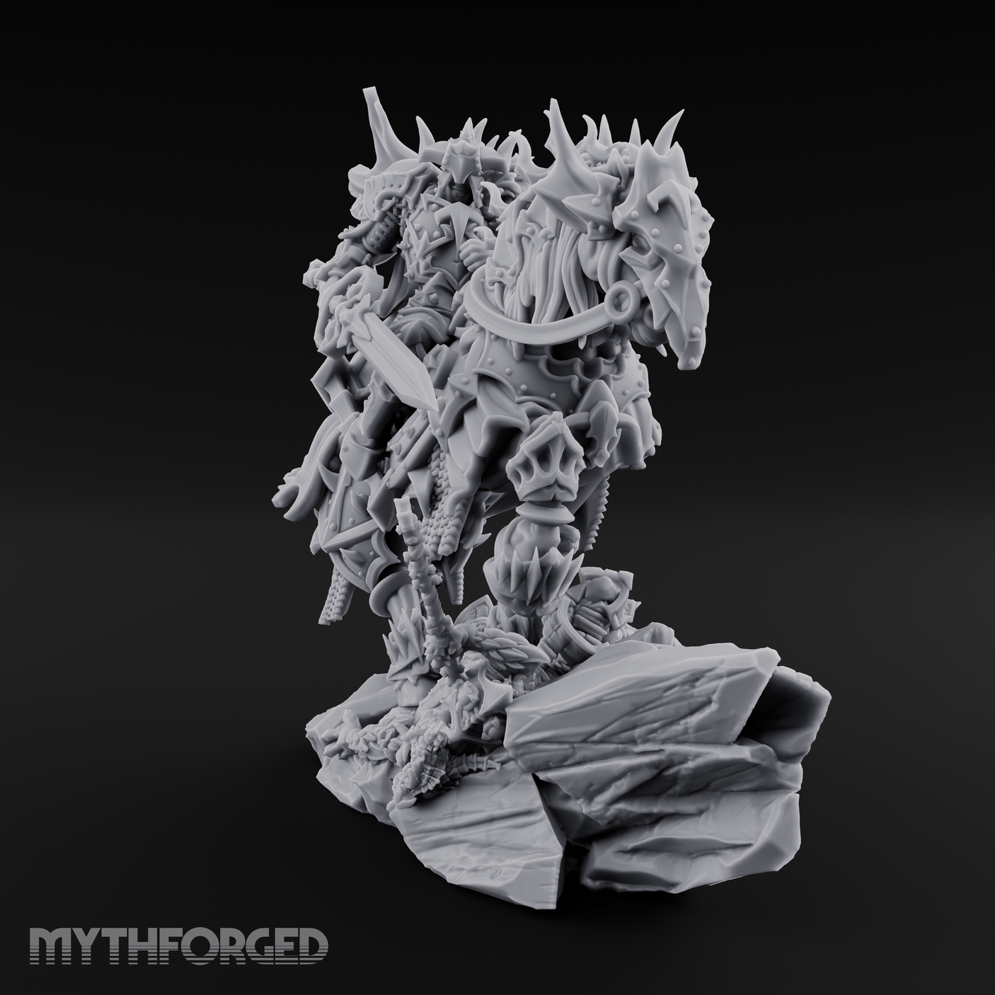 Mounted Wreathed Commanding Demon Warlord Miniature for Dungeons and Dragons, Pathfinder or other TTRPGs
