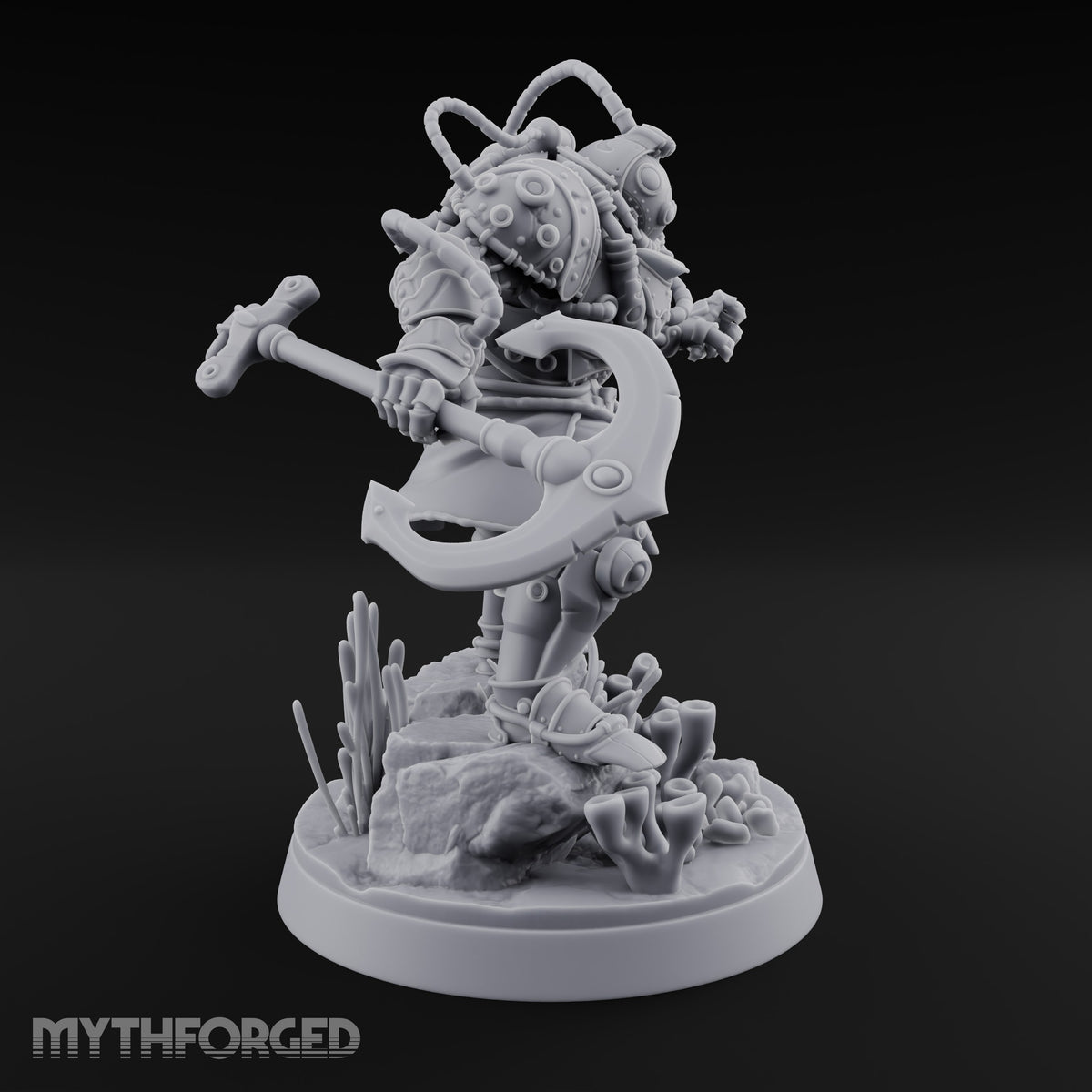 Hoses Looping Overhead Human Deep Sea Diver Warrior