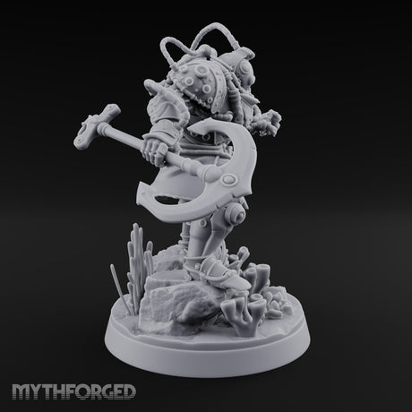 Hoses Looping Overhead Human Deep Sea Diver Warrior