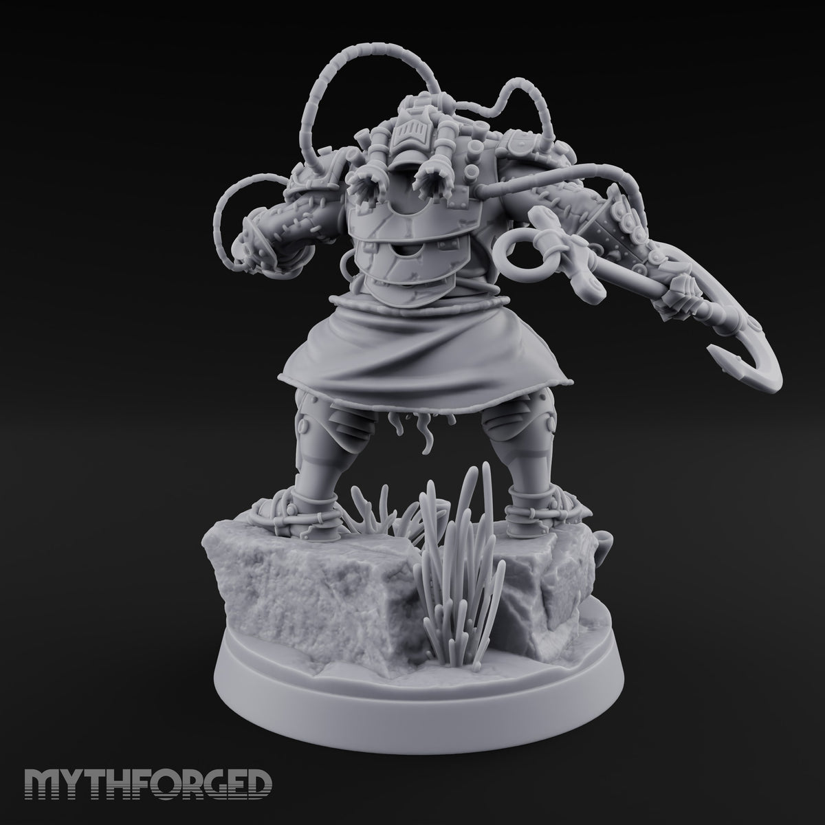 Hoses Looping Overhead Human Deep Sea Diver Warrior
