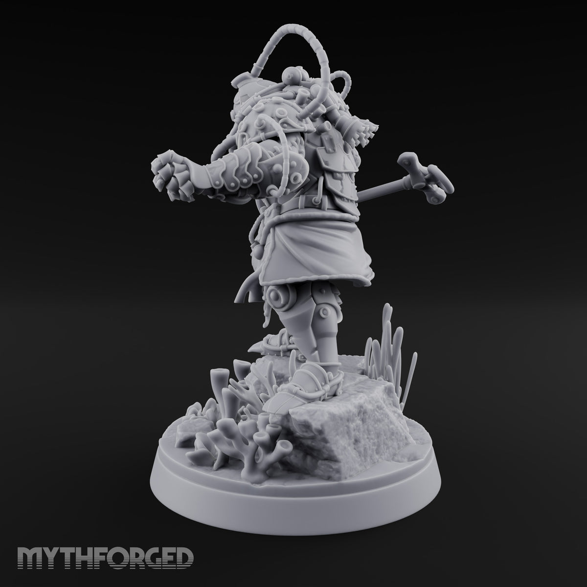 Hoses Looping Overhead Human Deep Sea Diver Warrior
