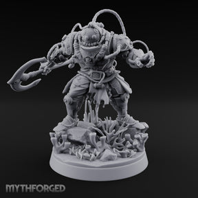 Hoses Looping Overhead Human Deep Sea Diver Warrior