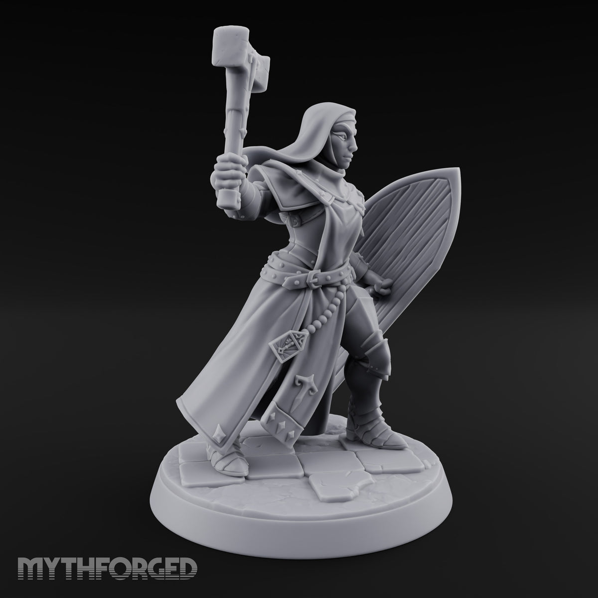 Pray Loud, Swing Louder Human Female Armoured Nun A — Hooded
