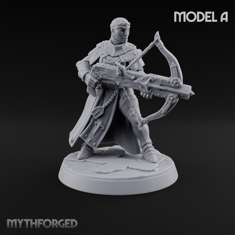 Pray, Then Aim Human Female Hooded Crossbow Arbalist A — Bare Head · Arbalest