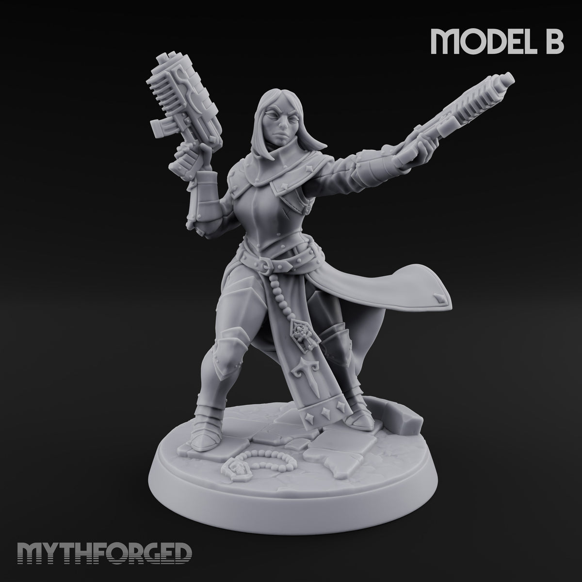 Pray, Then Aim Human Female Hooded Crossbow Arbalists — B · Bare Head · Gun + Pistols