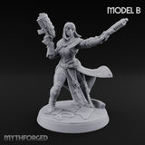 Pray, Then Aim Human Female Hooded Crossbow Arbalists — B · Bare Head · Gun + Pistols