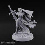 Weary but Unbroken Human Female Armoured Nun with Spiked Greatsword and Rosary