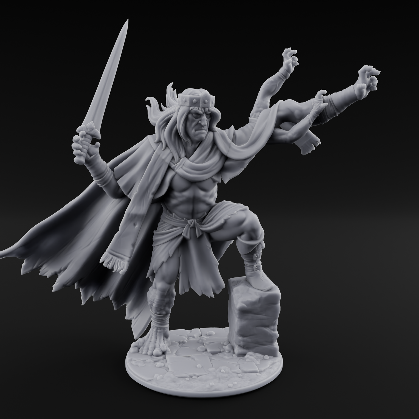 Dabbling in Magic Human Barbarian King Miniature for Dungeons and Dragons, Pathfinder or other TTRPGs
